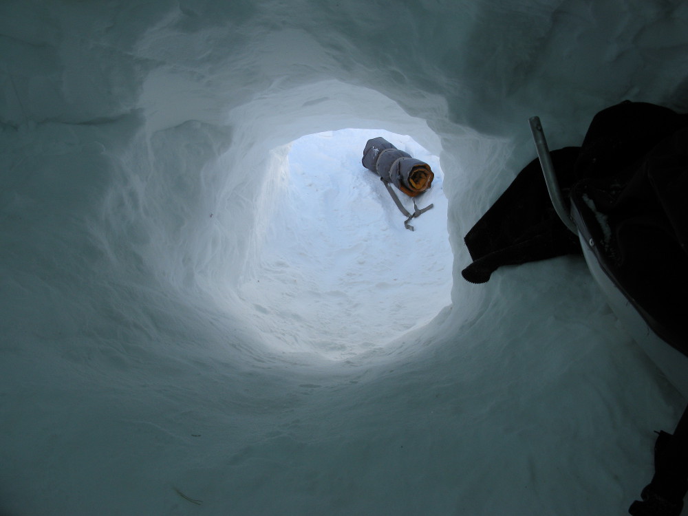 The igloo exit from the inside.
