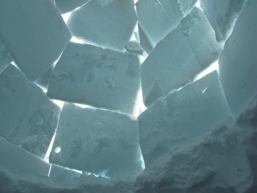 Inside the igloo, looking at the side.