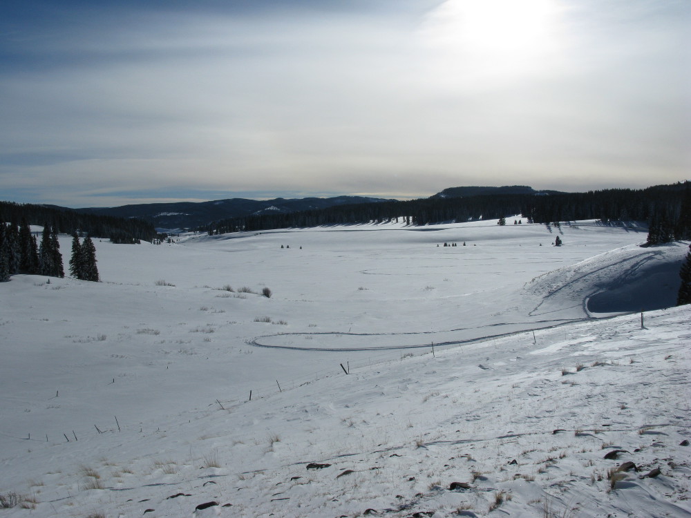 View from the top of the snow drift.