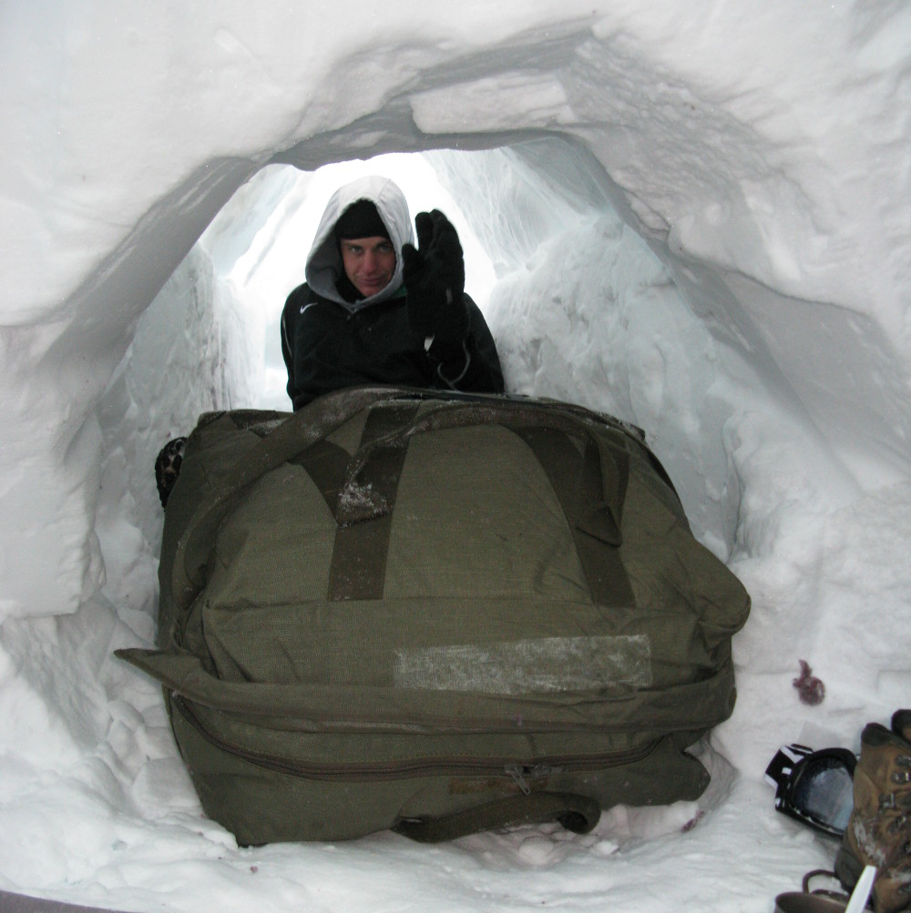 A snow house attached to the igloo.