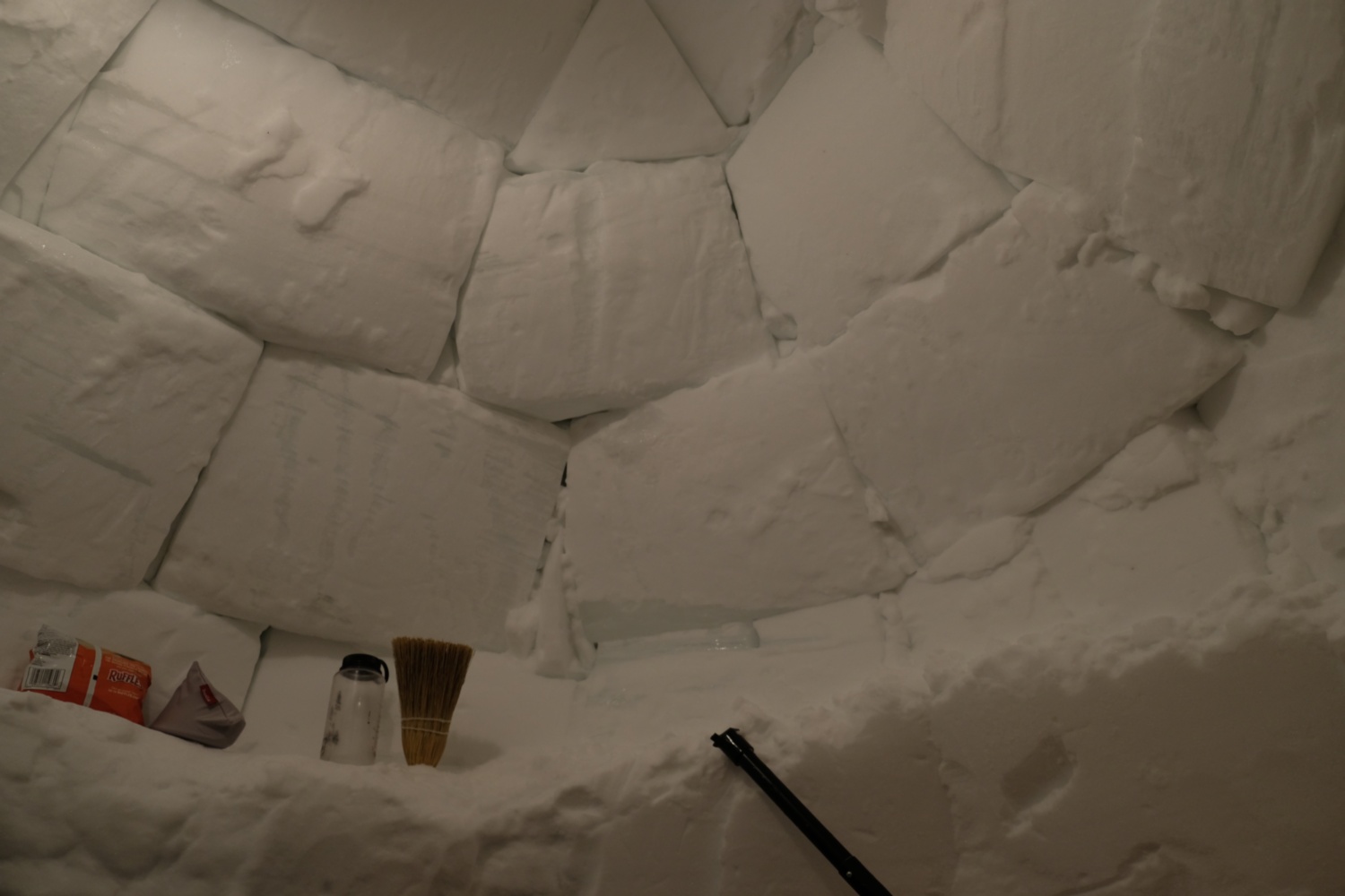 Igloo wall and shelves.