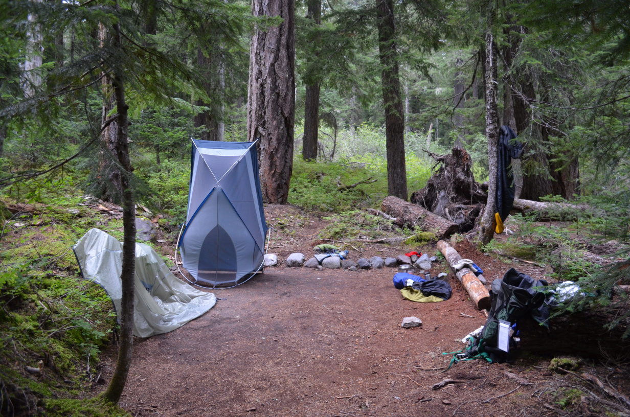 Drying gear before packing up the first camp.