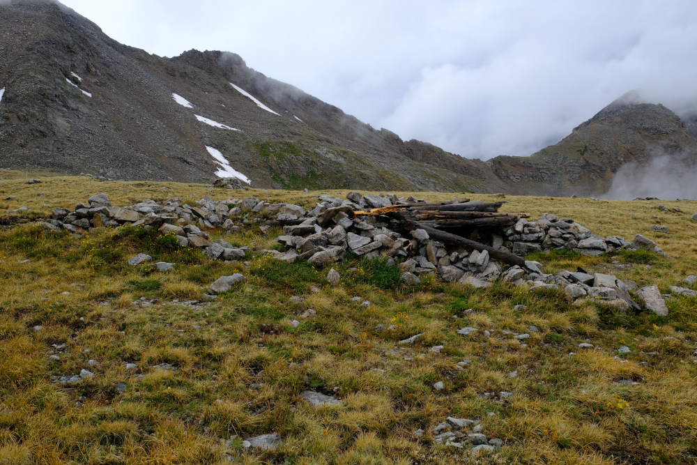 What is left of the old cabin at Silver King lake.