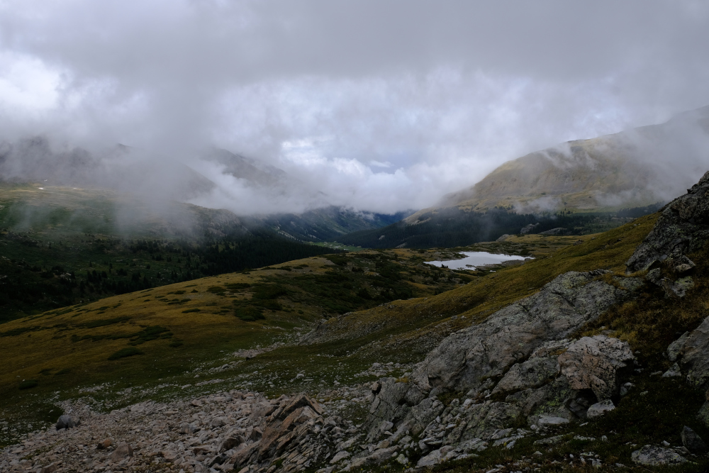 View of Twin lakes from the trail to Silver King Lake.