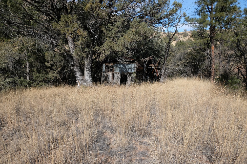 An old, collapsing, cabin.