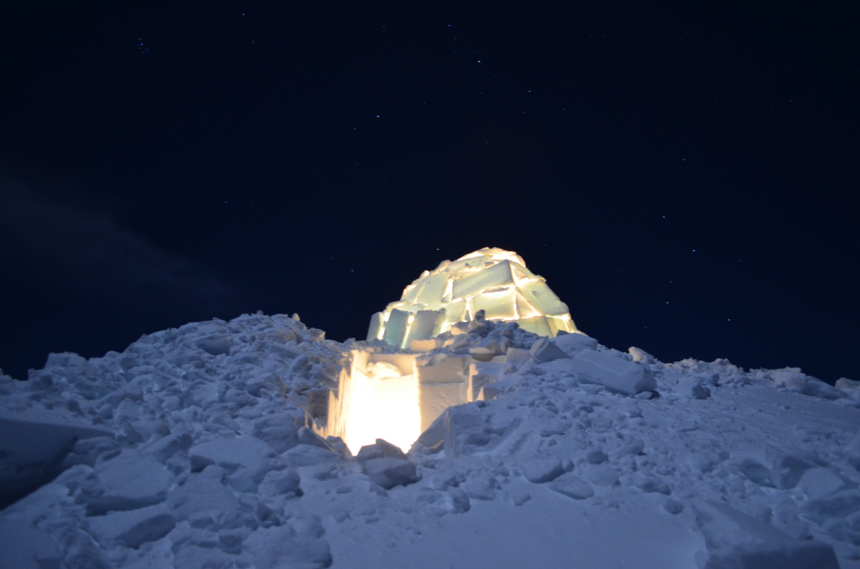 The igloo entry at night