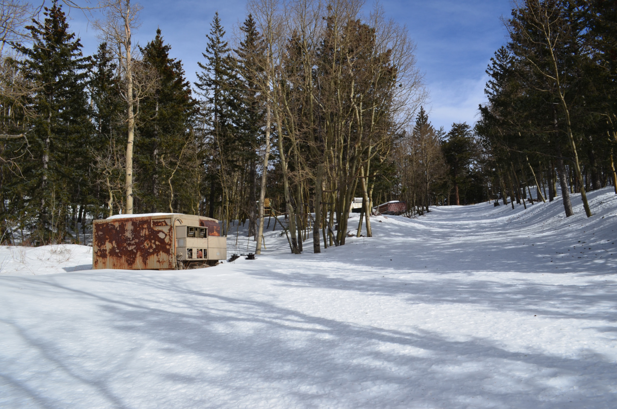 The snow covered road to Langmuir Laboratory.