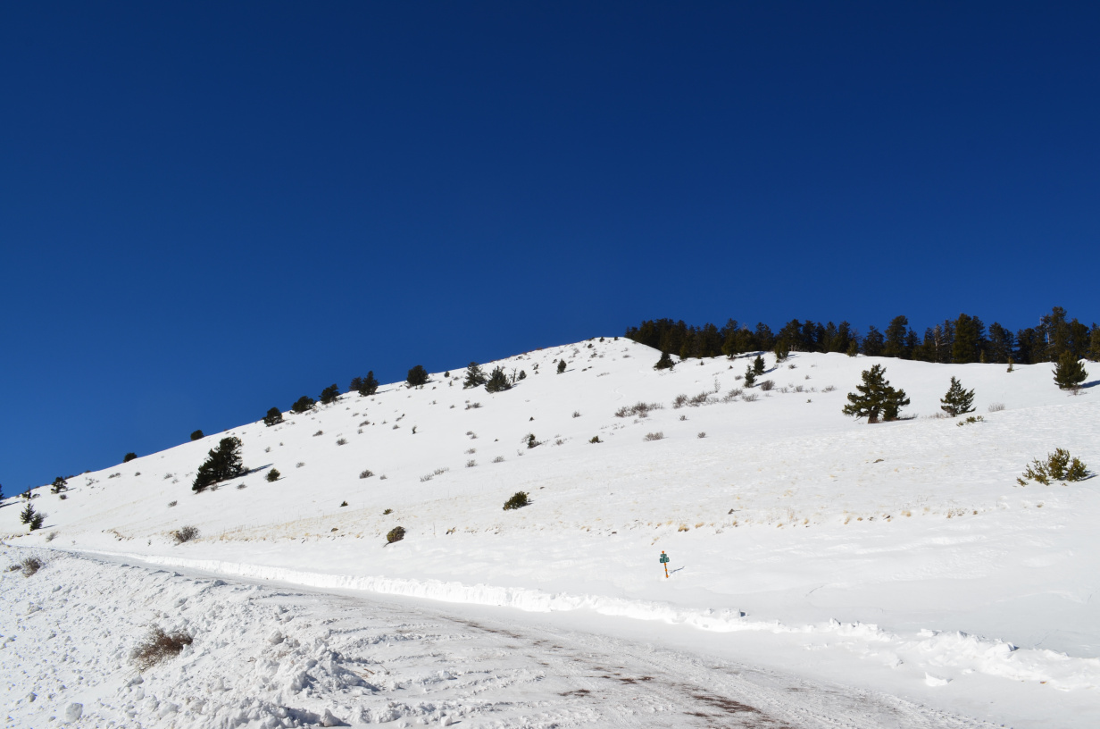 A covering of snow on South Baldy.