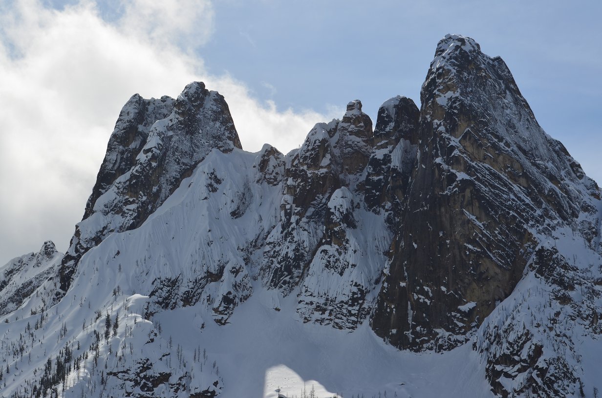 Liberty Bell Mountain and Early Winters Spires.