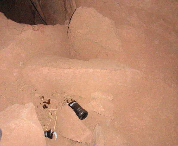 Some broken beer bottles inside Buckman Cave.
