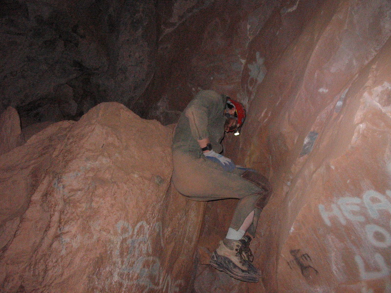 Climbing around in the lower level.