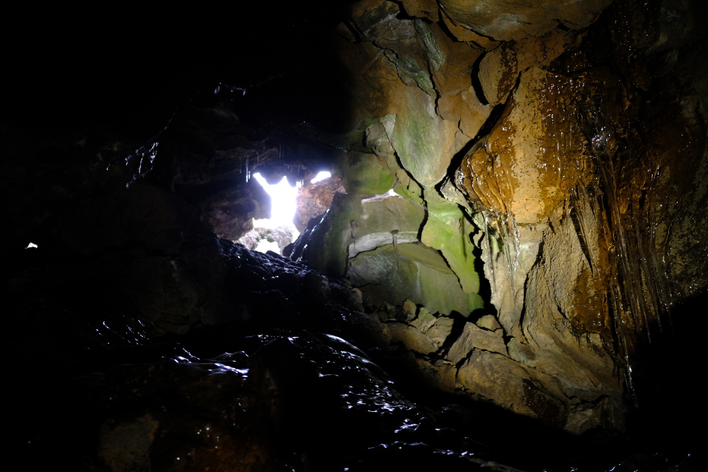 Looking up through the ice-lined alternate exit.