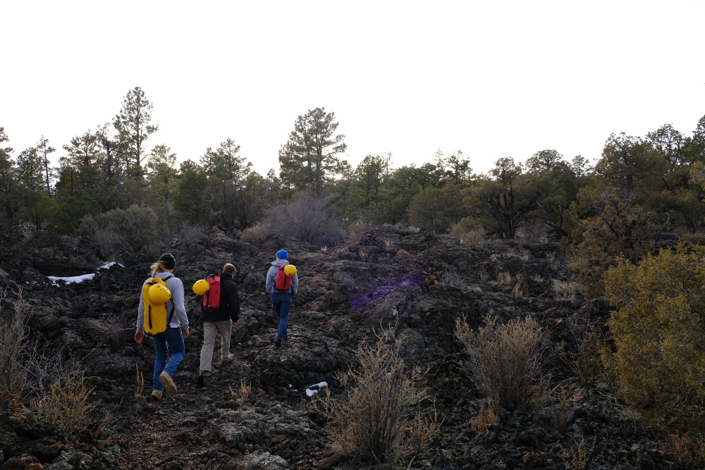 Headed back across the lava flows