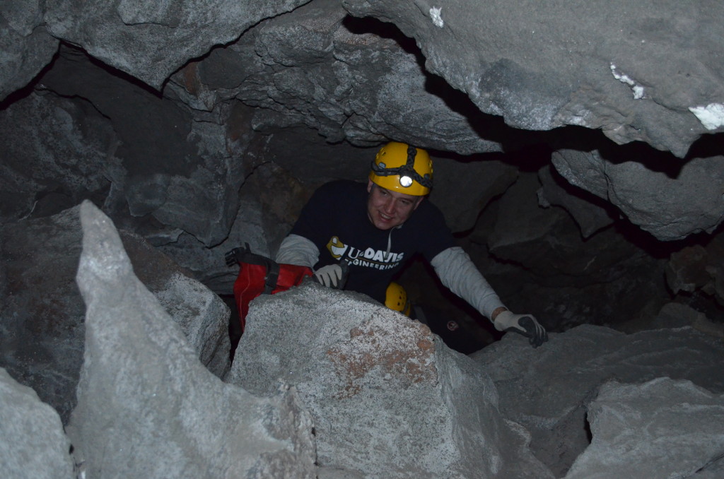 A caver in a crawl.