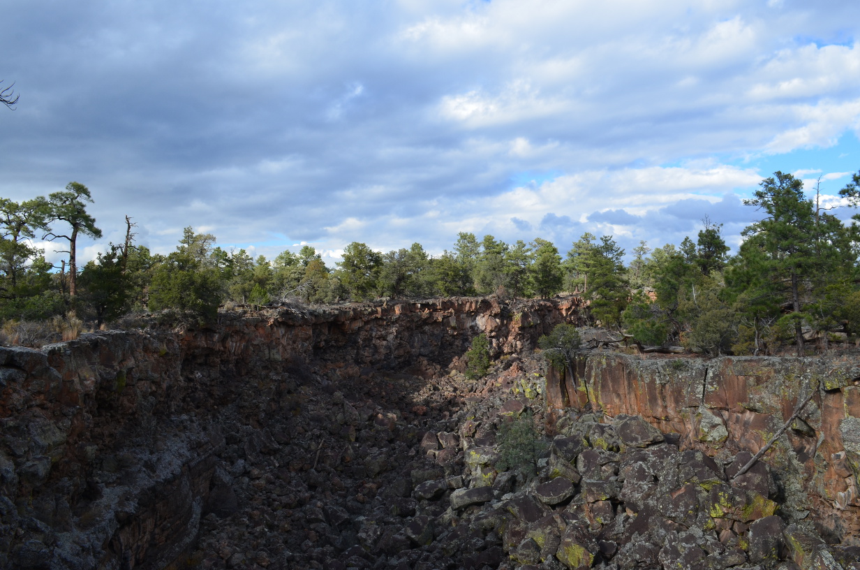 A view of an old collapsed lava tube.