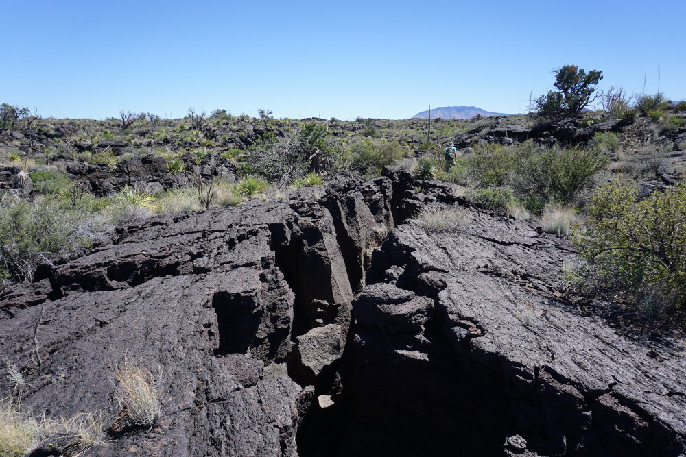 Hiking out across the lava flow.