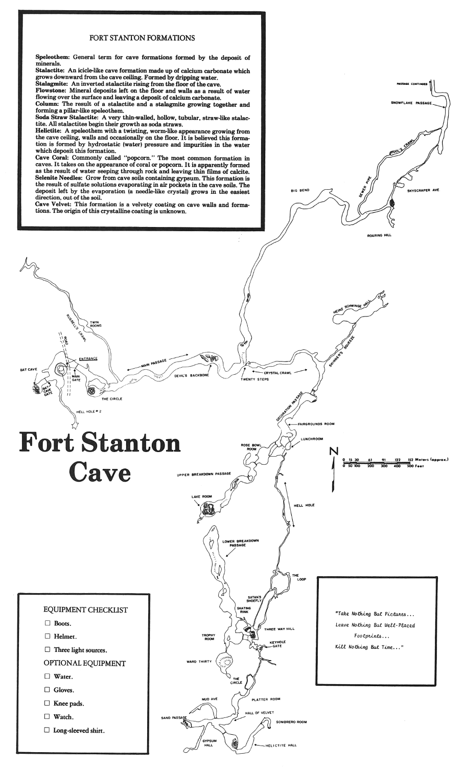 The old tourist map of Fort Stanton Cave.