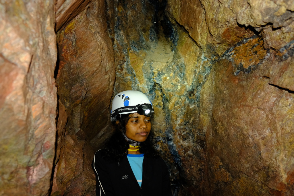 Eshani with some minerals in the Galena King Mine!!!