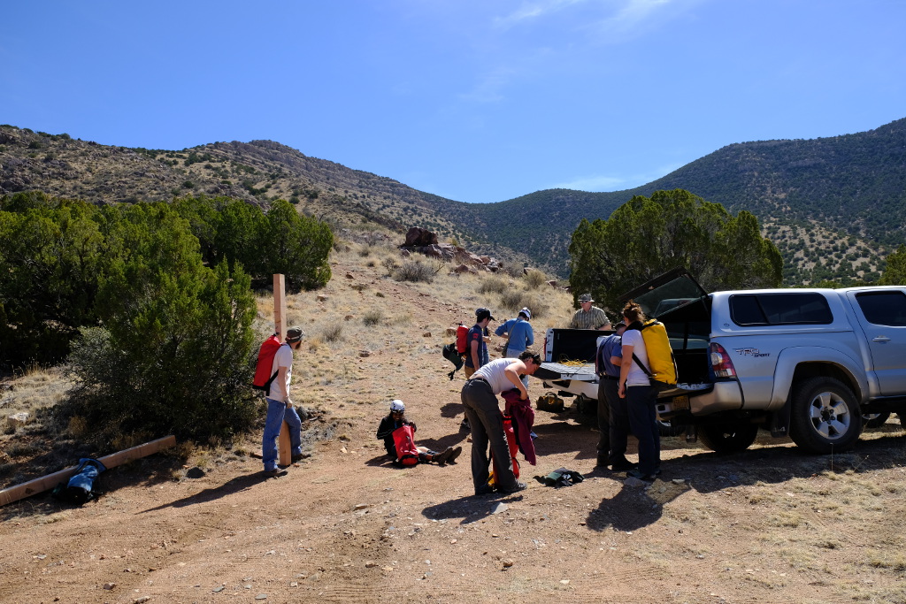 At the trailhead ready to start hiking.