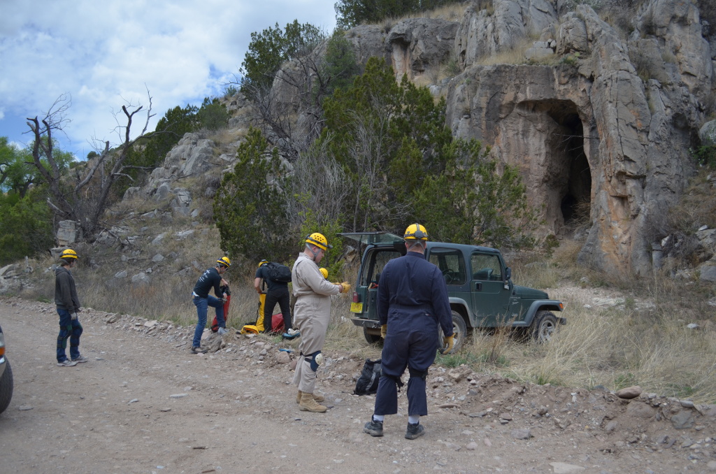 Getting ready to go into the cave.