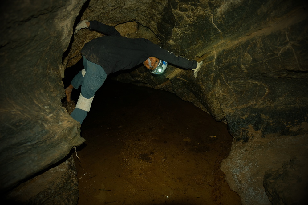 A pool at the end of a passage in Millrace Cave.