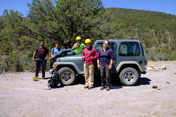 At the car, ready to head to the cave.