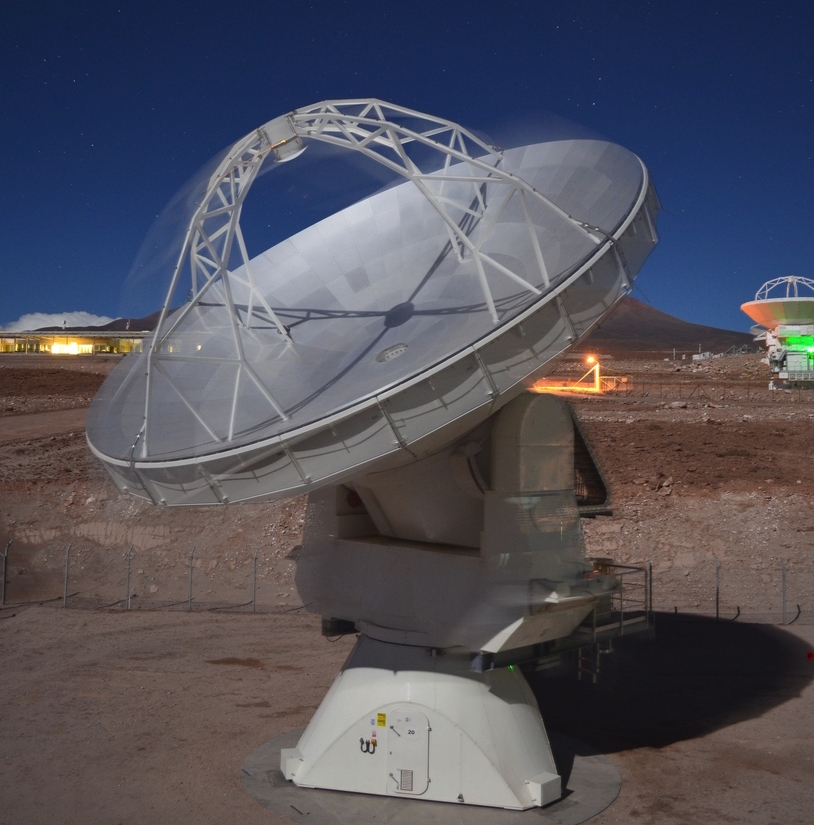 ALMA antenna moving at night.