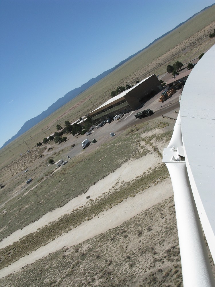 View of the VLA control building from an antenna.