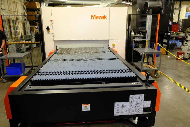 The Mazak feed table, looking toward the cutter.